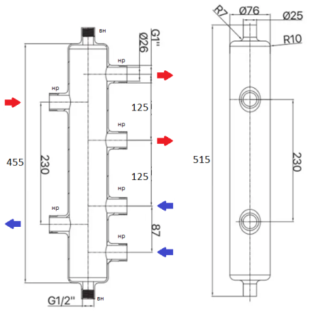 Гидравлическая стрелка Skat H1007B в теплоизоляции